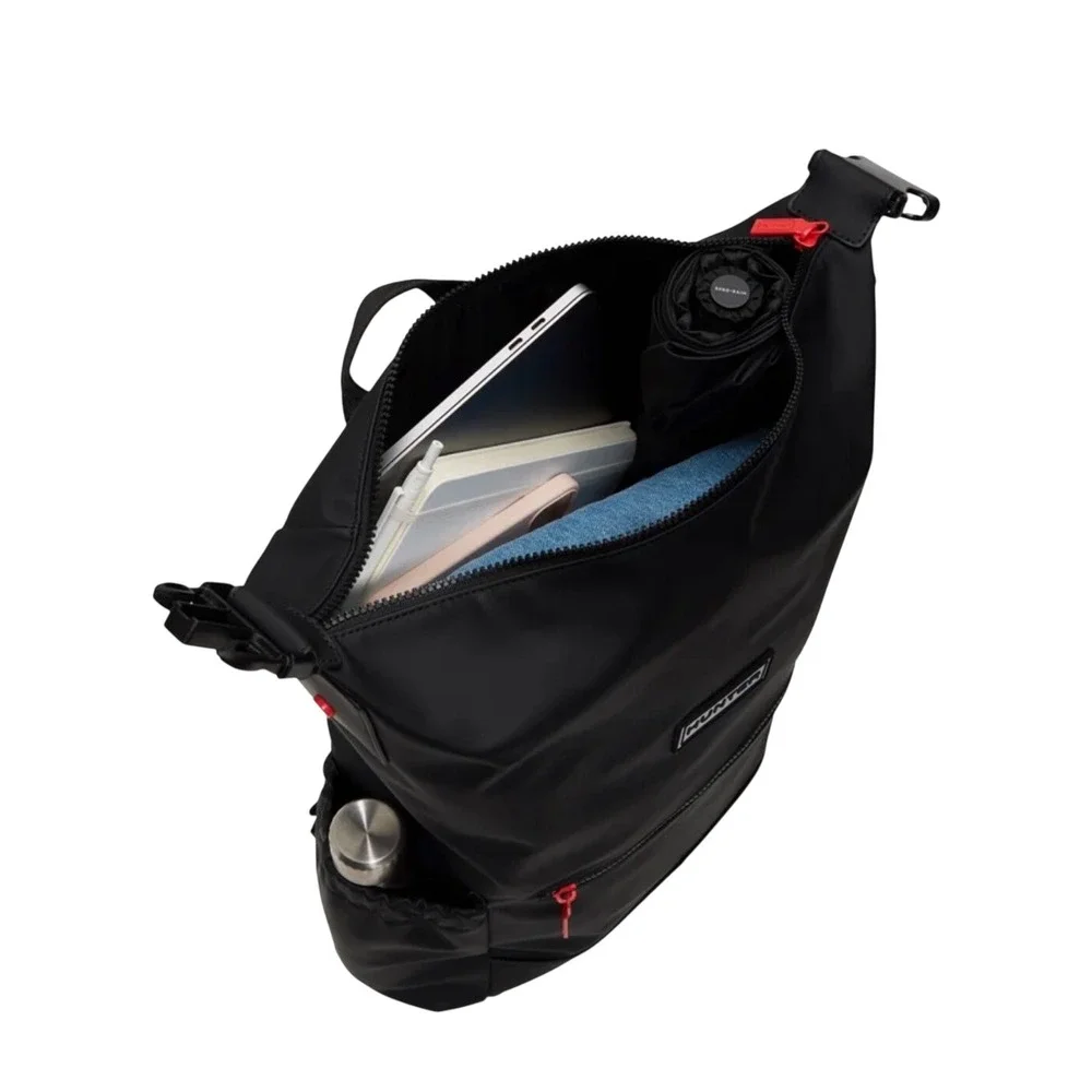 Hunter Top Clip Backpack Black Water Resistant Rubberized‎ Logo UBB1204KBM